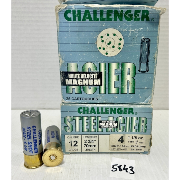 AMMO: 45X CHALLENGER 12 GA 2-3/4 IN NO 4 STEEL 
