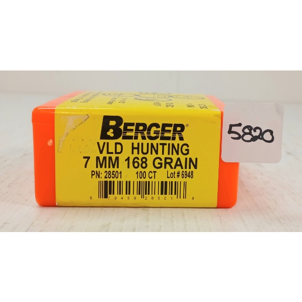 BULLETS: 100X BERGER 7MM - 168GR - SEALED