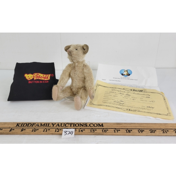 1928 STEIFF PETSY BLUE EYED TEDDY BEAR - INCL ORIG BAG
