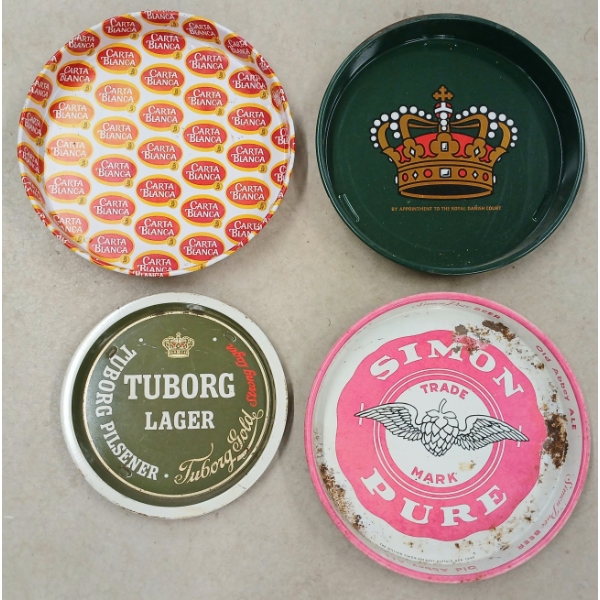 LOT OF 4 - SIMON PURE, CARTA BLANCA & TUBORG LAGER TRAYS