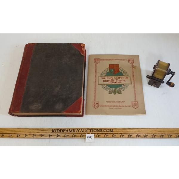 LOT OF 3 - "MILITARY UNIFORMS OF THE BRITISH EMPIRE OVERSEAS", LETTER BOOK & STEWART SHARPENER