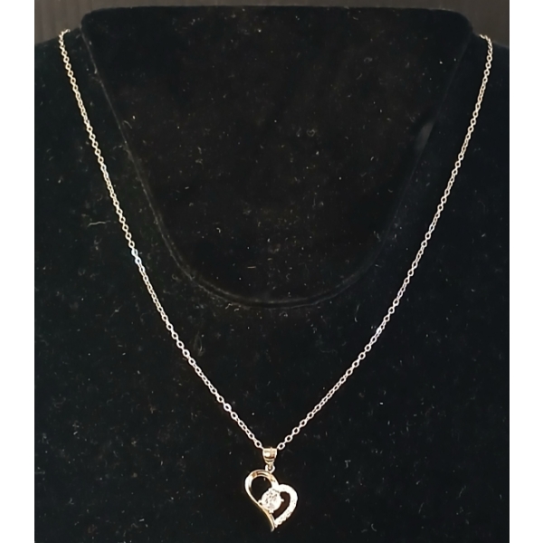 STERLING & CZ HEART NECKLACE