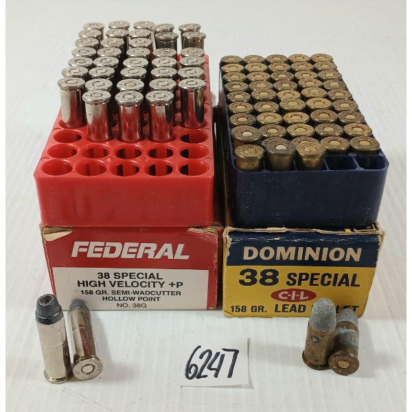 AMMO: 88X DOMINON & FEDERAL .38SPL - 158GR