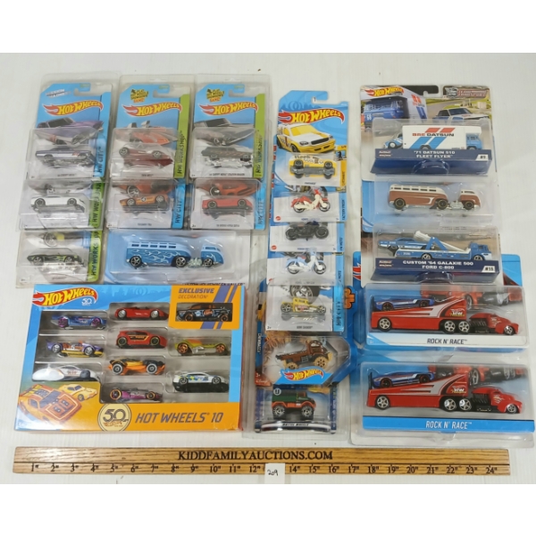 LOT OF 6 - HOTWHEELS - CUSTOM VOLKSWAGEN HAULER, '64 CHEVY NOVA STATION WAGON, ETC 
