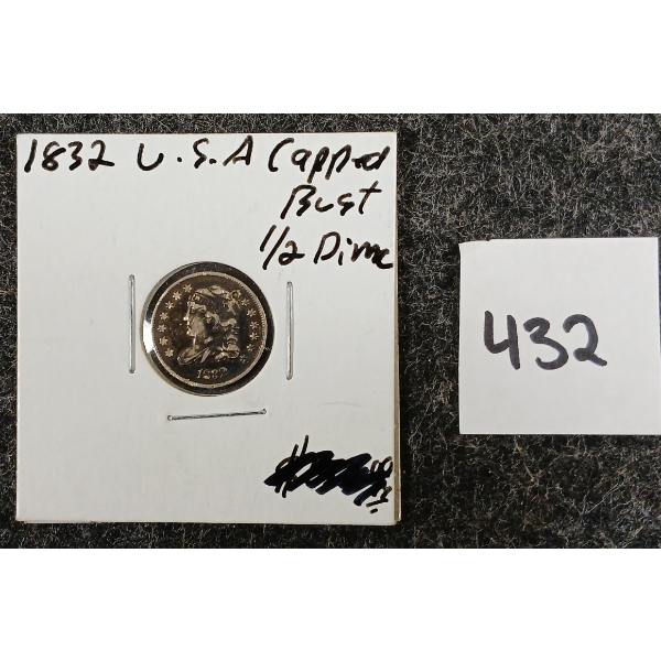 1832 U.S. CAPPED BUST HALF DIME COIN 