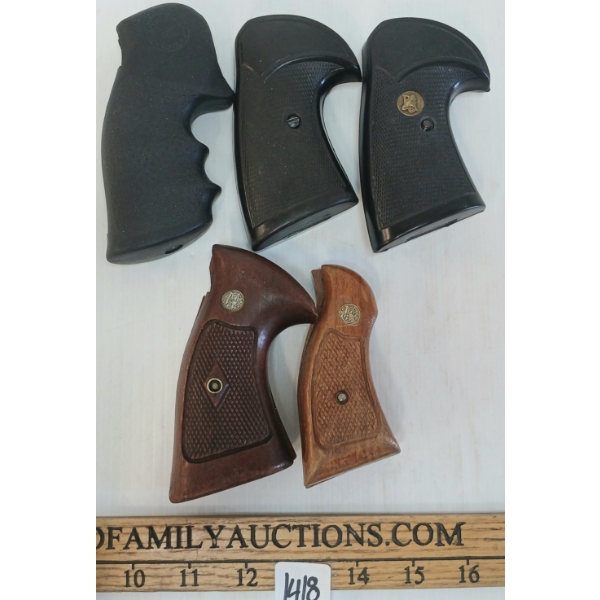 LOT OF 5 - S&W K FRAME TARGET & SERVICE STOCKS, PACHMAYR & HOGUE MONOGRIP K FRAME STOCKS