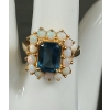 Image 1 : LADIES' 10K GOLD SIMULATED SAPPHIRE & OPAL RING 