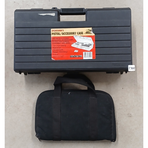 LOT OF 2 - PISTOL ACCESSORY HARD CASE & SOFT HANDGUN CASE