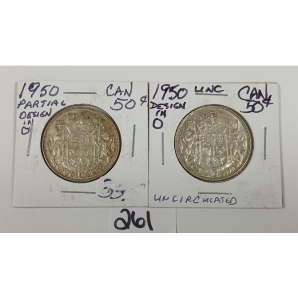 LOT OF 2 - 1950 CDN UNCIRCULATED 50 CENT PCS
