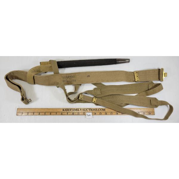 WWII BRITISH 1907 PATTERN BAYONET W/ SCABBARD & WEB BELT
