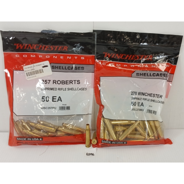 BRASS: 60X WINCHESTER .270 WIN & .257 ROBERTS UNPRIMED SHELLCASES - INCL SEALED