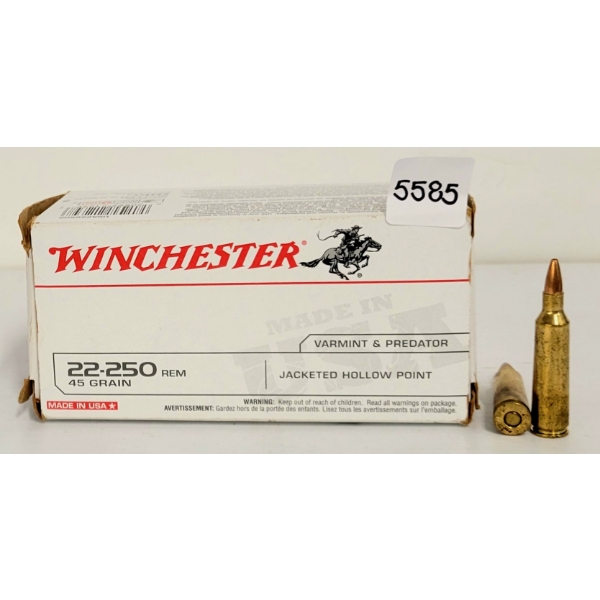 AMMO: 38X WINCHESTER .22-250 REM 45GR. JHP