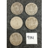 Image 1 : LOT OF 5 - 1940 CDN 50 CENT SILVER COINS