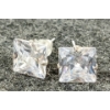 Image 1 : PAIR OF STERLING & CZ STUD EARRINGS - PRINCESS CUT