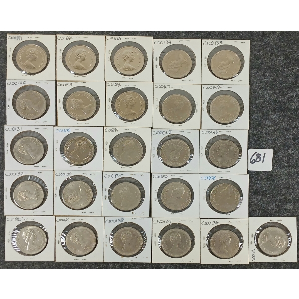 LOT OF 26 - 1969-1982 CDN DOLLAR COINS