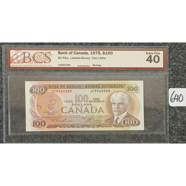 1975 CDN $100 BANKNOTE - BCS GRADED