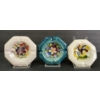 LOT OF 3 - MOORCROFT POTTERY FLORAL HEXAGONAL ASHTRAYS