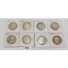 Image 2 : LOT OF 8 - CDN SILVER 50 CENT PCS - INCL 1951 - 1966
