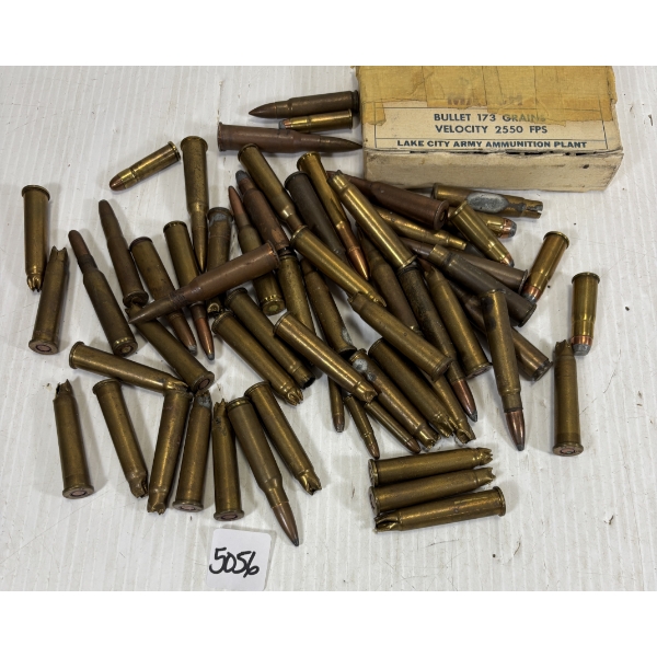 AMMO: QTY MIXED RIFLE RNDS - INCL .38-40, 6.5x55, .303 BLANKS (?)