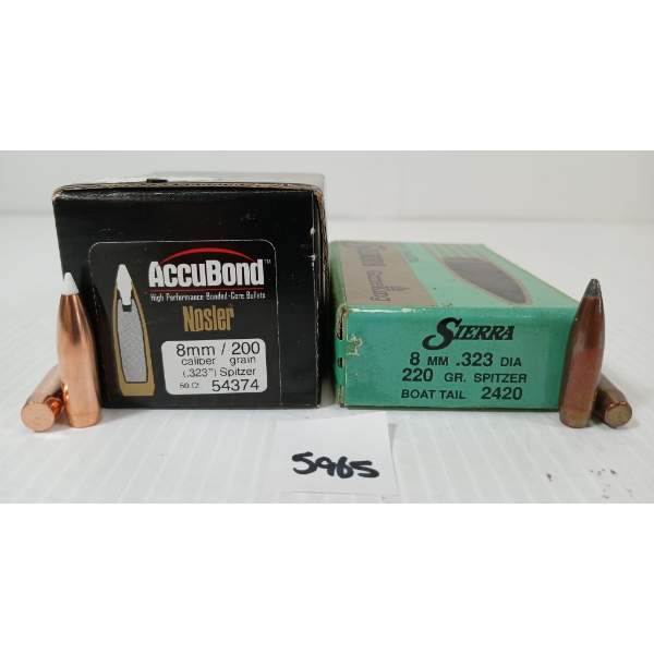 AMMO: 100X SIERRA / NOSLER 8MM - 200 & 220GR - SPITZER - BT 