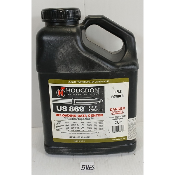 POWDER: HODGDON US 869 RIFLE POWDER - APPROX 8LBS 