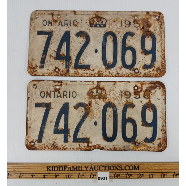 PAIR OF 1956 ONTARIO LICENCE PLATES