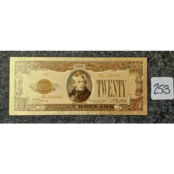 1928 U.S. $20 BANKNOTE - 24K GOLD LEAF