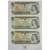 LOT OF 3 - 1973 CDN DOLLAR BANKNOTES - SEQUENTIAL