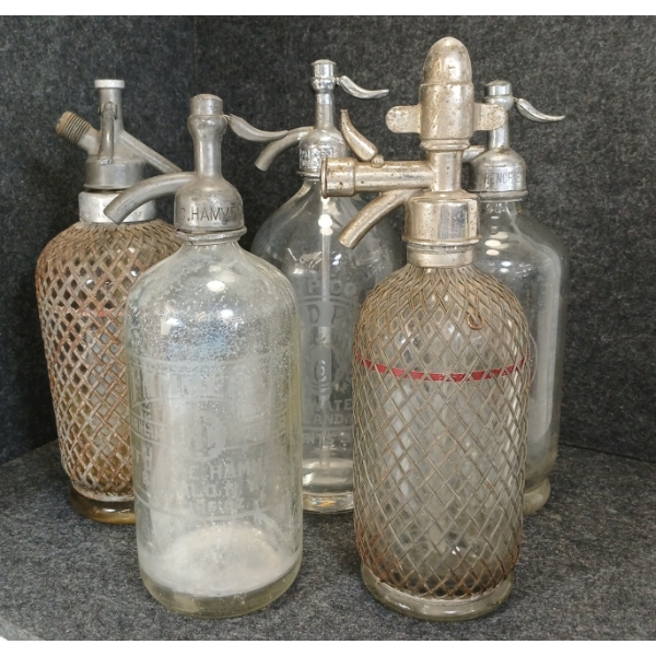 LOT OF 5 - SYPHON BOTTLES - INCL OAKLAND PIONEER, ETC