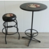 Image 2 : PARISIEN CAFE TABLE & STOOL SET - LEATHER TOP