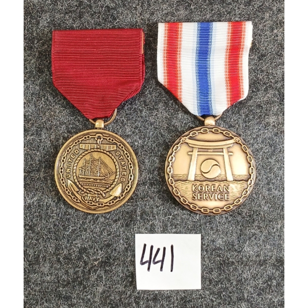 LOT OF 2 - US NAVY & KOREA MARINE MERCHANT MEDALS