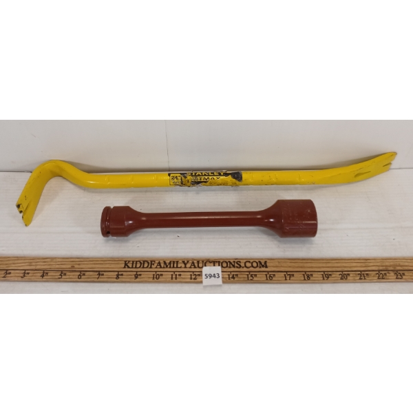 LOT OF 2 - STANLEY 24IN CROWBAR & TORQUE LIMITING SOCKET