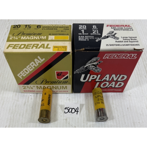 AMMO: 50 X FEDERAL 20 GA 2 3/4 INCH NO 6