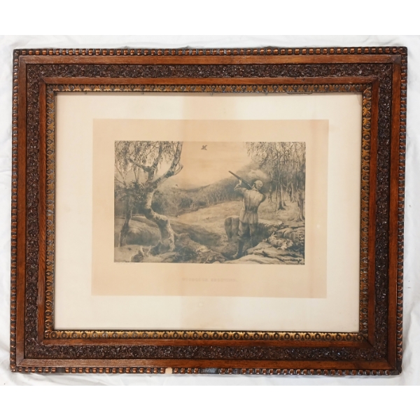 "WOODCOOK SHOOTING" BY FRED SLOCOMBE (1847 - 1920) - FRAMED ETCHING