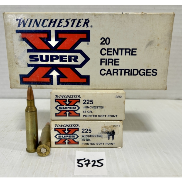 AMMO: 60X WINCHESTER .225 WIN 55GR. SP