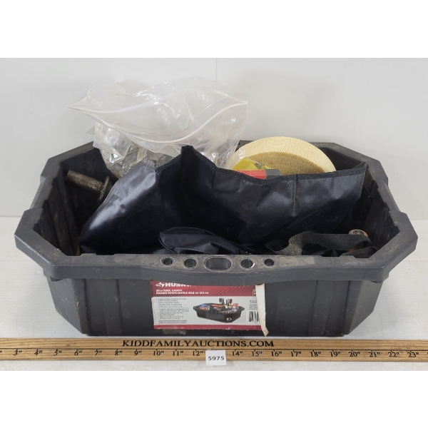JOB LOT - HUSKY TOOL TOTE W/ CONTENTS - INCL AUGER, ETC.