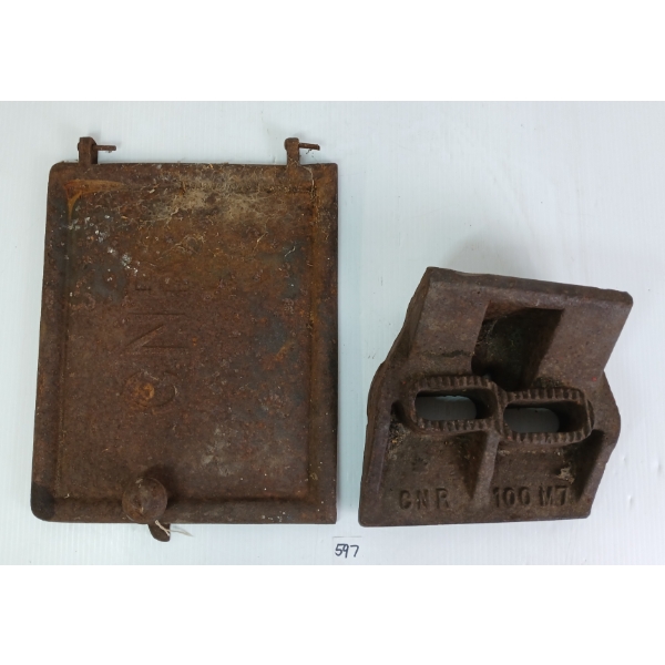 LOT OF 2 - CNR CAST IRON DOOR & PART