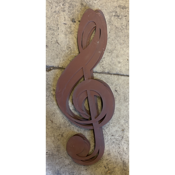 LOT OF 5 - TREBLE CLEF CUT OUTS - METAL - 33.5 INCH