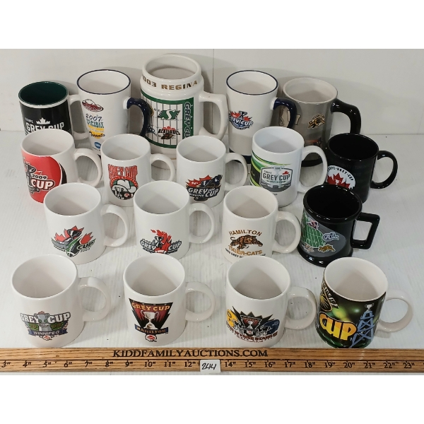 LOT OF 18 - CFL GREY CUP MUGS