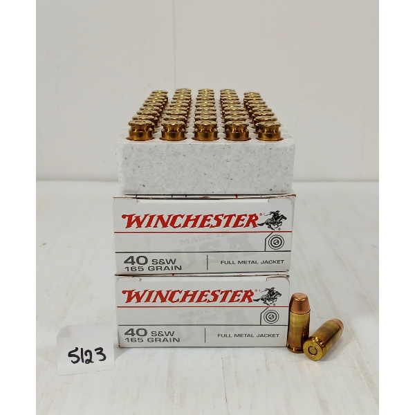 AMMO: 100X WINCHESTER .40 S&W - 165GR - FMJ