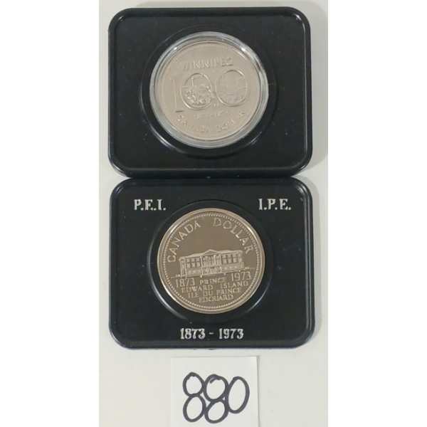 LOT OF 2 - 1973 PEI & 1974 WINIPEG CDN DOLLARS