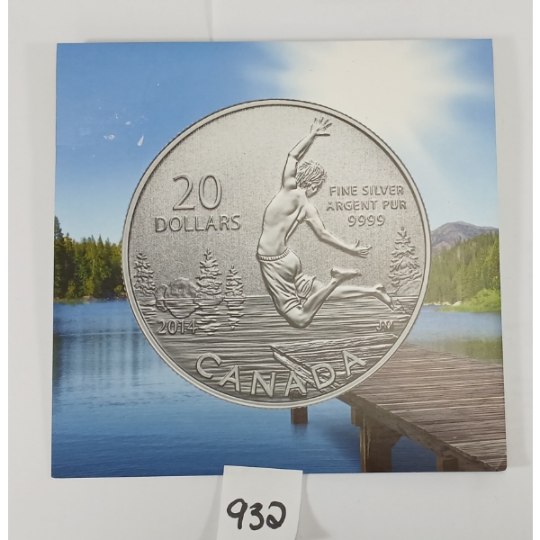 2014 RCM $20 SILVER COIN - SUMMER TIME