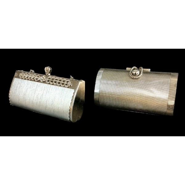 LOT OF 2 - SILVER TONED EVENING CLUTCH PURSES