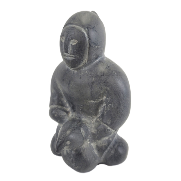 MAN WITH BIRD BY TUNA IQULIQ (1935 - 2015) - STONE