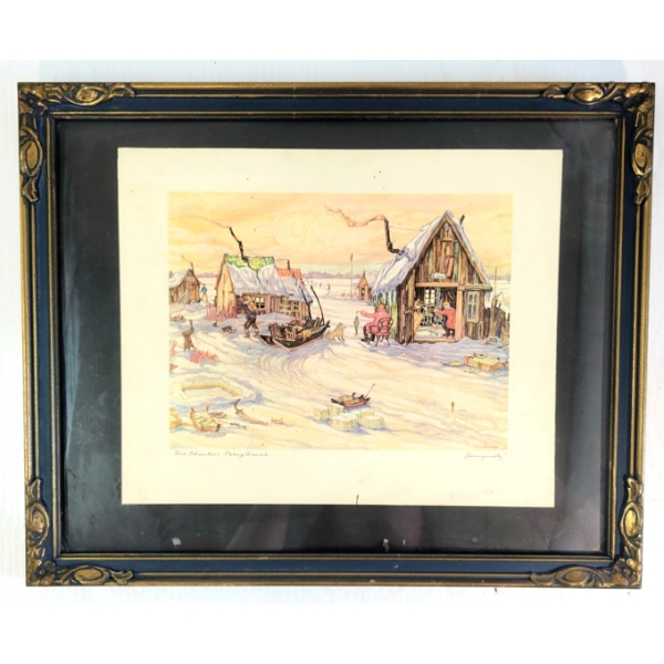 "ICE SHANTIES - PARRY SOUND" BY NICHOLAS HORNYANSKY (1896 - 1965) - LITHOGRAPH