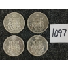 Image 1 : LOT OF 4 - 1964 CDN 50 CENT SILVER COINS