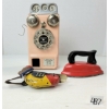 Image 1 : LOT OF 3 - LINEMAR TIN PAY PHONE, IRON & CLIMBING MONKEY