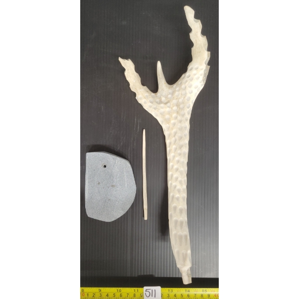 LOT OF 3 - MISC BASES & ACCESSORY BY UNKNOWN ARTISTS - STONE & BONE