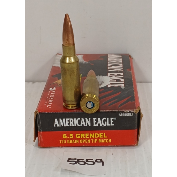 AMMO: 20X FEDERAL AMERICAN EAGLE 6.5 GRENDEL - 120GR - OPEN TIP MATCH