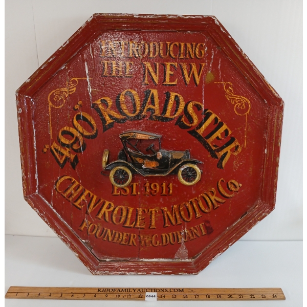 CHEVROLET "490" ROADSTER WOODEN SIGN 